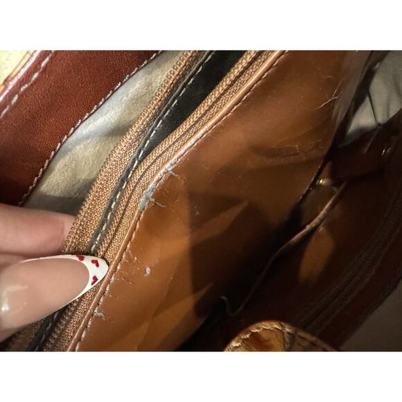 Brahmin Toasted Almond Square Croc Leather Adjustable Boho Shoulderbag luxry - Picture 10 of 11